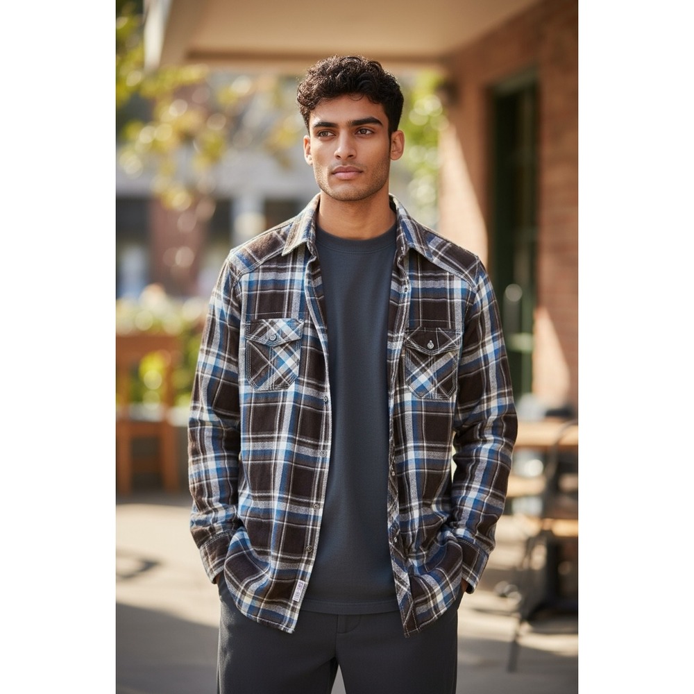 Route 66 Men's‎ Plaid Flannel Shirt Long Sleeve Cotton Blend Size M